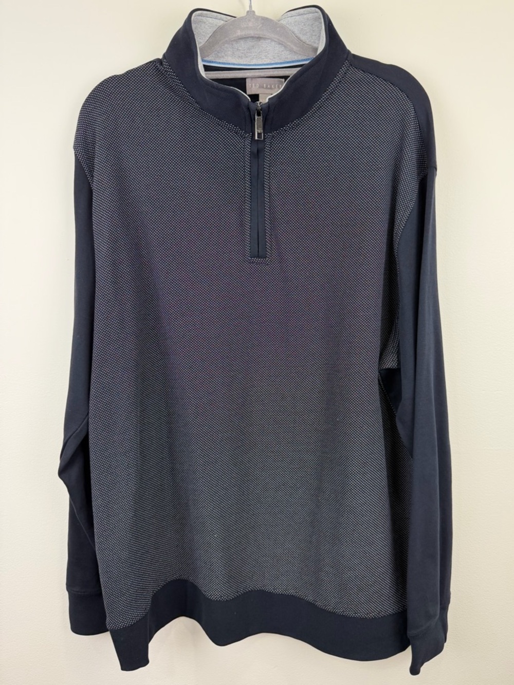 Ted Baker Navy Quarter Zip Pullover Long Sleeve Athleisure Core XL